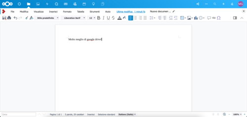 Interfaccia stile LibreOffice con Collabora online, editor da browser.